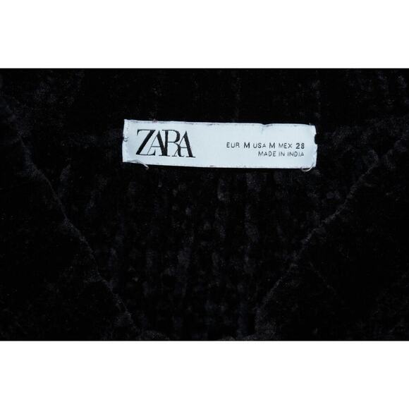 Zara Black Chenille Embellished Sweater Women’s M Beaded Sequin Velvet Floral - Picture 10 of 10